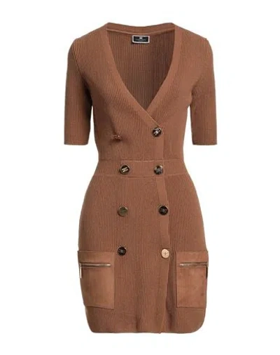 Elisabetta Franchi Woman Mini Dress Brown Size 4 Viscose, Acrylic, Polyester, Elastane