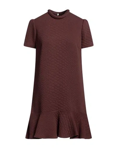 Elisabetta Franchi Woman Mini Dress Brown Size 6 Polyamide, Cotton