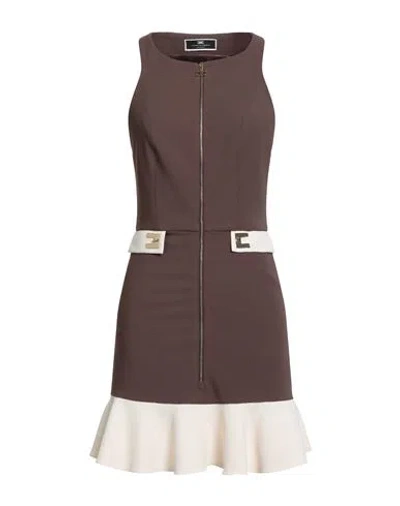 Elisabetta Franchi Woman Mini Dress Brown Size 6 Polyester, Elastane