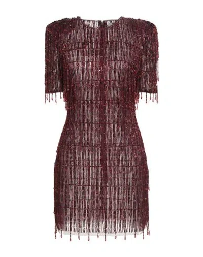 Elisabetta Franchi Woman Mini Dress Burgundy Size 6 Polyamide, Polyester, Plastic, Glass In Red