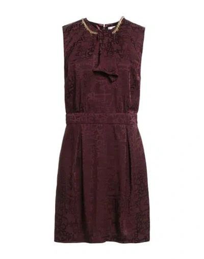 Elisabetta Franchi Woman Mini Dress Burgundy Size 8 Acetate, Viscose
