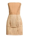 Elisabetta Franchi Woman Mini Dress Camel Size 10 Polyester, Elastane In Neutral