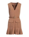 Elisabetta Franchi Woman Mini Dress Camel Size 10 Polyester, Virgin Wool, Elastane, Polyurethane