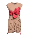 Elisabetta Franchi Woman Mini Dress Camel Size 4 Cotton, Polyester In Beige