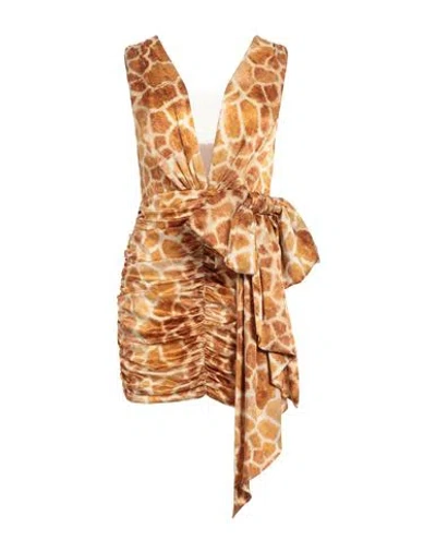 Elisabetta Franchi Woman Mini Dress Camel Size 4 Silk, Polyamide