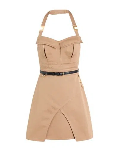 Elisabetta Franchi Woman Mini Dress Camel Size 8 Cotton, Polyester, Polyamide