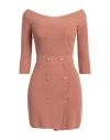 Elisabetta Franchi Woman Mini Dress Camel Size 8 Viscose, Acrylic, Polyester, Elastane In Beige
