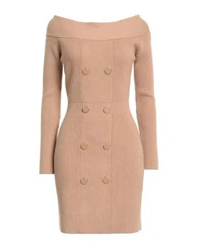 Elisabetta Franchi Woman Mini Dress Camel Size 8 Viscose, Polyester, Polyamide In Neutral