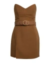 Elisabetta Franchi Woman Mini Dress Camel Size 8 Wool, Viscose, Silk