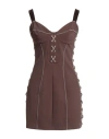 Elisabetta Franchi Woman Mini Dress Chocolate Brown Size 8 Viscose, Cotton, Polyamide, Elastane In Brown