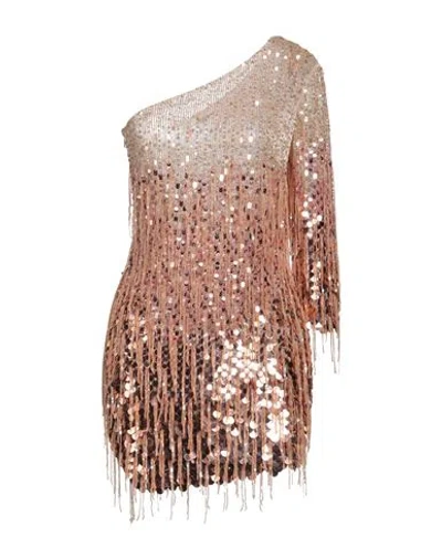 Elisabetta Franchi Woman Mini Dress Copper Size 4 Polyamide, Plastic, Glass In Orange