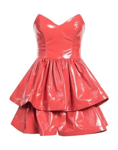 Elisabetta Franchi Woman Mini Dress Coral Size 6 Polyester, Polyurethane