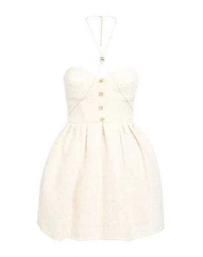 Elisabetta Franchi Woman Mini Dress Cream Size 6 Cotton, Acrylic, Synthetic Fibers, Polyamide, Metal In White