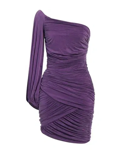 Elisabetta Franchi Woman Mini Dress Dark Purple Size 8 Cupro, Elastane