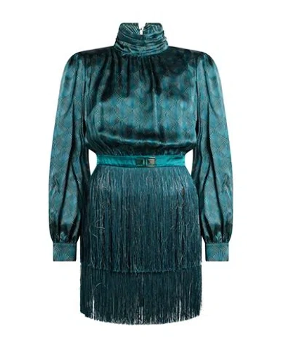 Elisabetta Franchi Woman Mini Dress Deep Teal Size 2 Silk, Acetate, Viscose, Polyester In Green