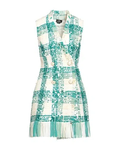 Elisabetta Franchi Woman Mini Dress Deep Teal Size 8 Polyester, Viscose, Plastic In Green