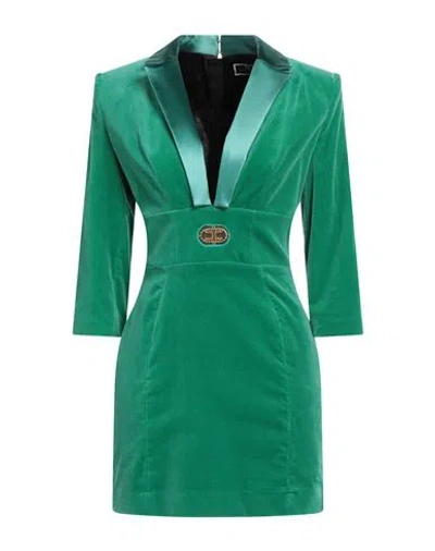Elisabetta Franchi Woman Mini Dress Emerald Green Size 6 Cotton, Elastane