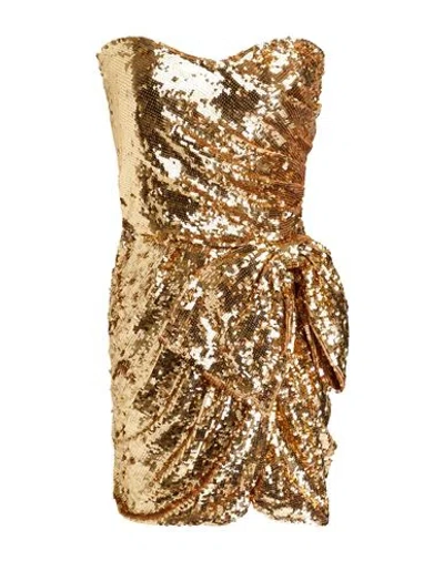 ELISABETTA FRANCHI ELISABETTA FRANCHI WOMAN MINI DRESS GOLD SIZE 2 POLYAMIDE