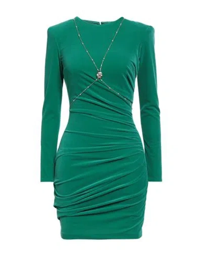 Elisabetta Franchi Woman Mini Dress Green Size 4 Polyester, Elastane In Green