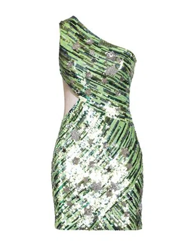 ELISABETTA FRANCHI ELISABETTA FRANCHI WOMAN MINI DRESS GREEN SIZE 8 POLYAMIDE, GLASS, PLASTIC