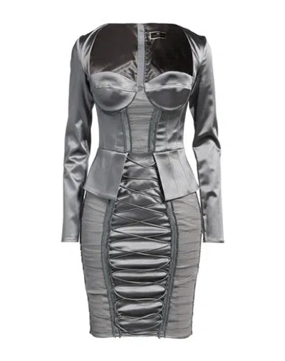 Elisabetta Franchi Woman Mini Dress Grey Size 4 Acetate, Polyamide, Elastane