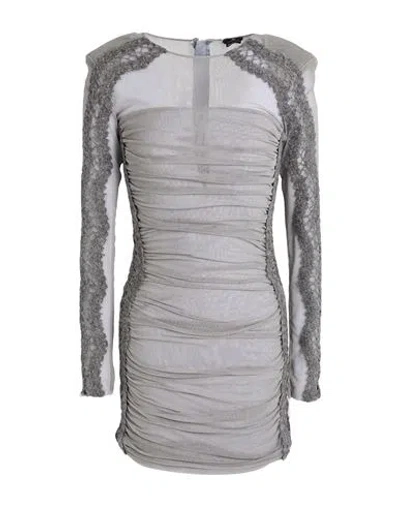 Elisabetta Franchi Woman Mini Dress Grey Size 6 Cotton, Elastane, Acrylic, Polyamide, Mohair Wool