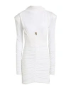 Elisabetta Franchi Woman Mini Dress Ivory Size 12 Cupro, Elastane