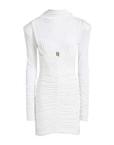 Elisabetta Franchi Woman Mini Dress Ivory Size 12 Cupro, Elastane