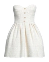 Elisabetta Franchi Woman Mini Dress Ivory Size 4 Cotton, Acrylic, Polyester, Textile Fibers, Metal In White