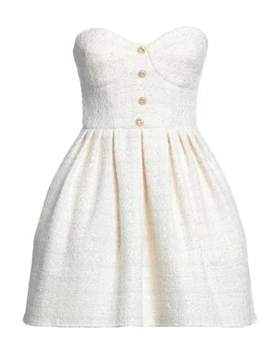 Elisabetta Franchi Woman Mini Dress Ivory Size 4 Cotton, Acrylic, Polyester, Textile Fibers, Metal In White