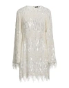 Elisabetta Franchi Woman Mini Dress Ivory Size 6 Polyester, Plastic, Glass In White