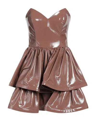 Elisabetta Franchi Woman Mini Dress Khaki Size 6 Polyester, Polyurethane