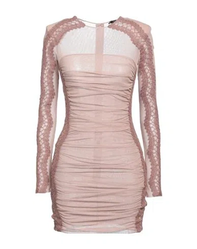 Elisabetta Franchi Woman Mini Dress Light Brown Size 4 Cotton, Elastane, Acrylic, Polyamide, Mohair