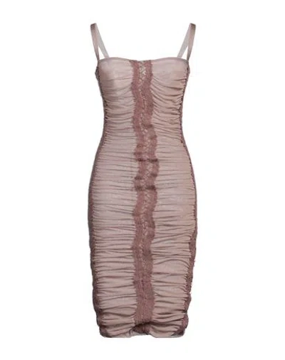 Elisabetta Franchi Woman Mini Dress Light Brown Size 6 Cotton, Elastane, Acrylic, Polyamide, Mohair In Beige
