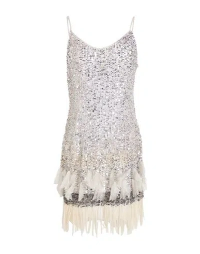 Elisabetta Franchi Woman Mini Dress Light Grey Size 8 Polyamide, Plastic, Glass, Silk In Silver