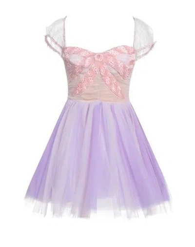 Elisabetta Franchi Woman Mini Dress Light Purple Size 4 Polyamide, Viscose, Glass, Plastic