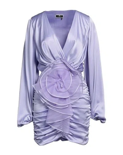 Elisabetta Franchi Woman Mini Dress Lilac Size 4 Silk, Polyester In Purple