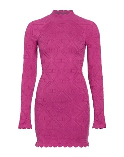 Elisabetta Franchi Woman Mini Dress Magenta Size 8 Viscose, Polyamide, Wool In Purple