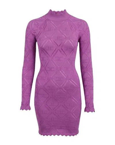 Elisabetta Franchi Woman Mini Dress Mauve Size 4 Viscose, Polyamide, Wool In Purple
