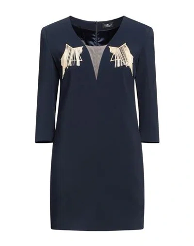Elisabetta Franchi Woman Mini Dress Midnight Blue Size 4 Viscose, Acetate, Elastane, Polyamide, Meta