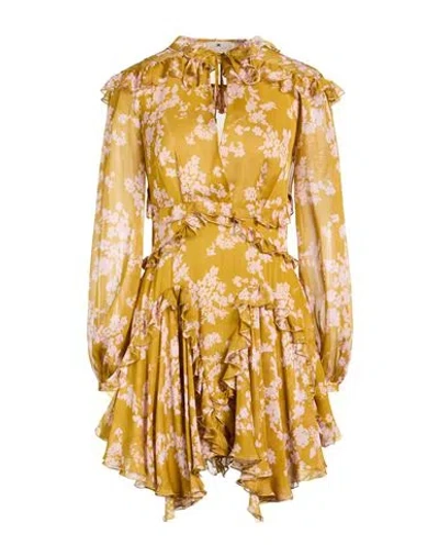 Elisabetta Franchi Woman Mini Dress Mustard Size 8 Silk In Yellow