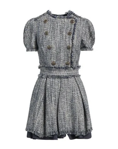 Elisabetta Franchi Woman Mini Dress Navy Size 4 Cotton, Acrylic, Polyester, Elastane In Gray