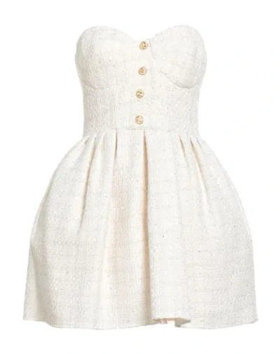 Elisabetta Franchi Woman Mini Dress Off White Size 6 Cotton, Acrylic, Polyester, Synthetic Fibers, M