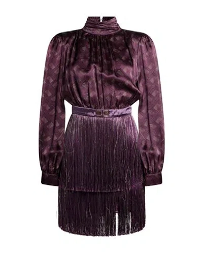 Elisabetta Franchi Woman Mini Dress Plum Size 2 Silk, Acetate, Viscose, Polyester In Purple
