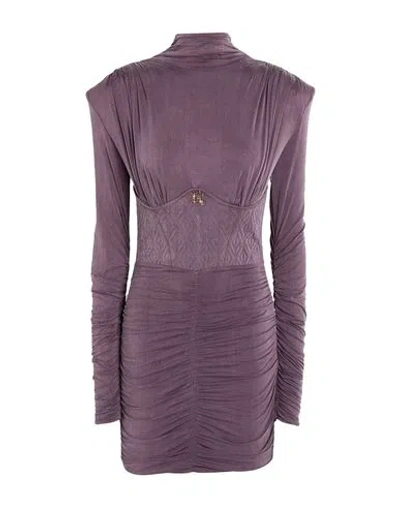 Elisabetta Franchi Woman Mini Dress Plum Size 6 Cupro, Elastane In Purple