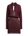 Elisabetta Franchi Maroon Fringed Dress In Red