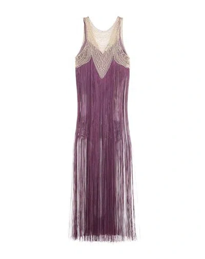 Elisabetta Franchi Woman Maxi Dress Purple Size 2 Polyamide, Acrylic, Glass, Brass