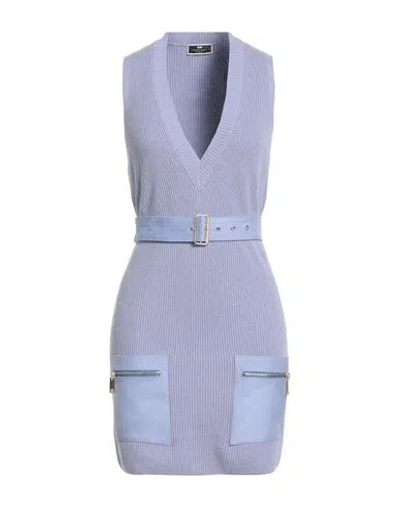 Elisabetta Franchi Woman Mini Dress Purple Size 2 Viscose, Acrylic, Polyester, Elastane In Blue