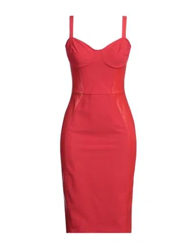 Elisabetta Franchi Woman Mini Dress Red Size 10 Polyamide, Elastane, Polyester, Polyurethane Coated