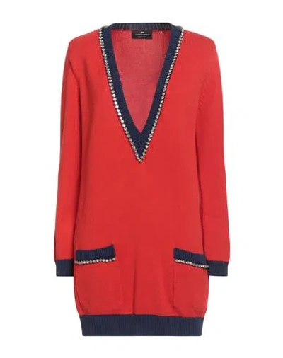 Elisabetta Franchi Woman Mini Dress Red Size 6 Cotton, Glass